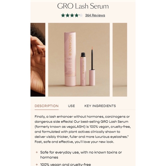SOLD Sealed VEGAMOUR LASH GRO SERUM best seller / safe / vegan full size - Picture 8 of 11